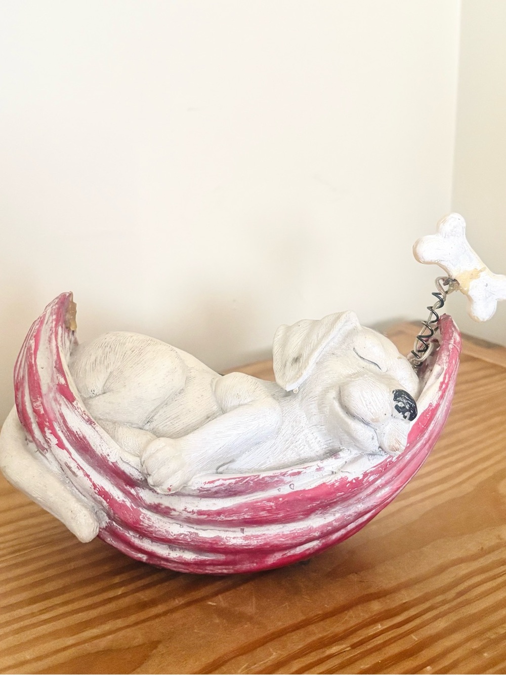 Dreaming Puppy in a Hammock Sculpture